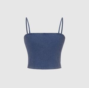 Women's Cropped Sleeveless Ribbed Top Light Blue Size L Used